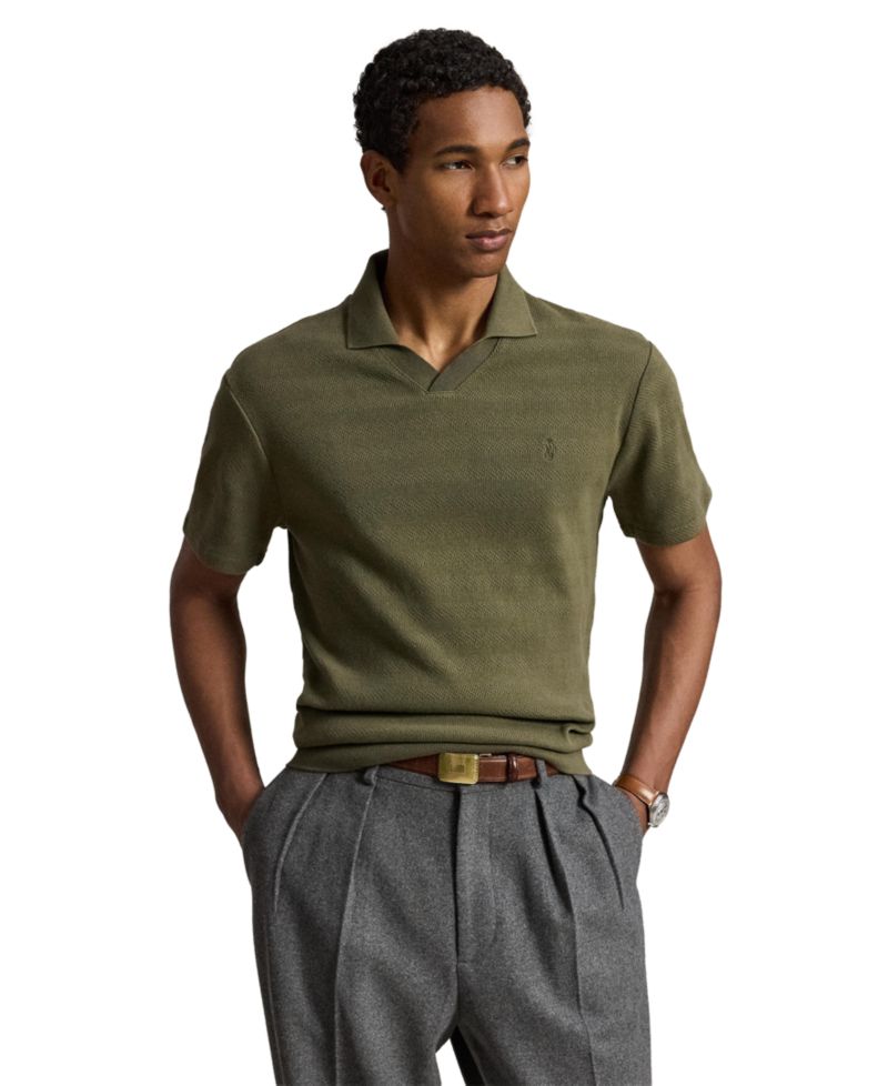 Men's Pointelle-Ribbed Regular-Fit Polo Shirt