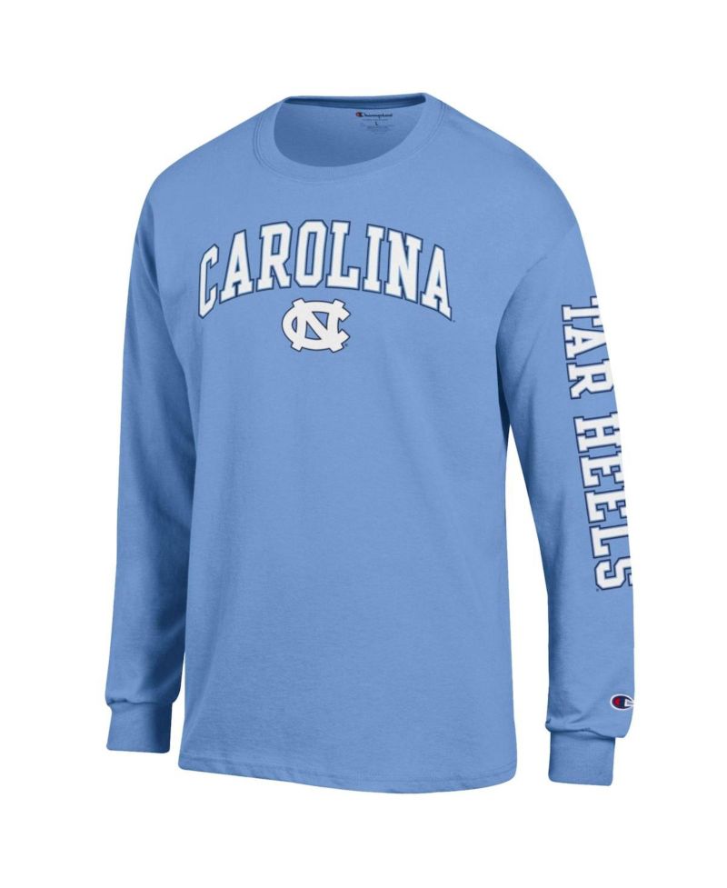 Men's Carolina Blue North Carolina Tar Heels Arch Over Logo 2-Hit Long Sleeve T-Shirt