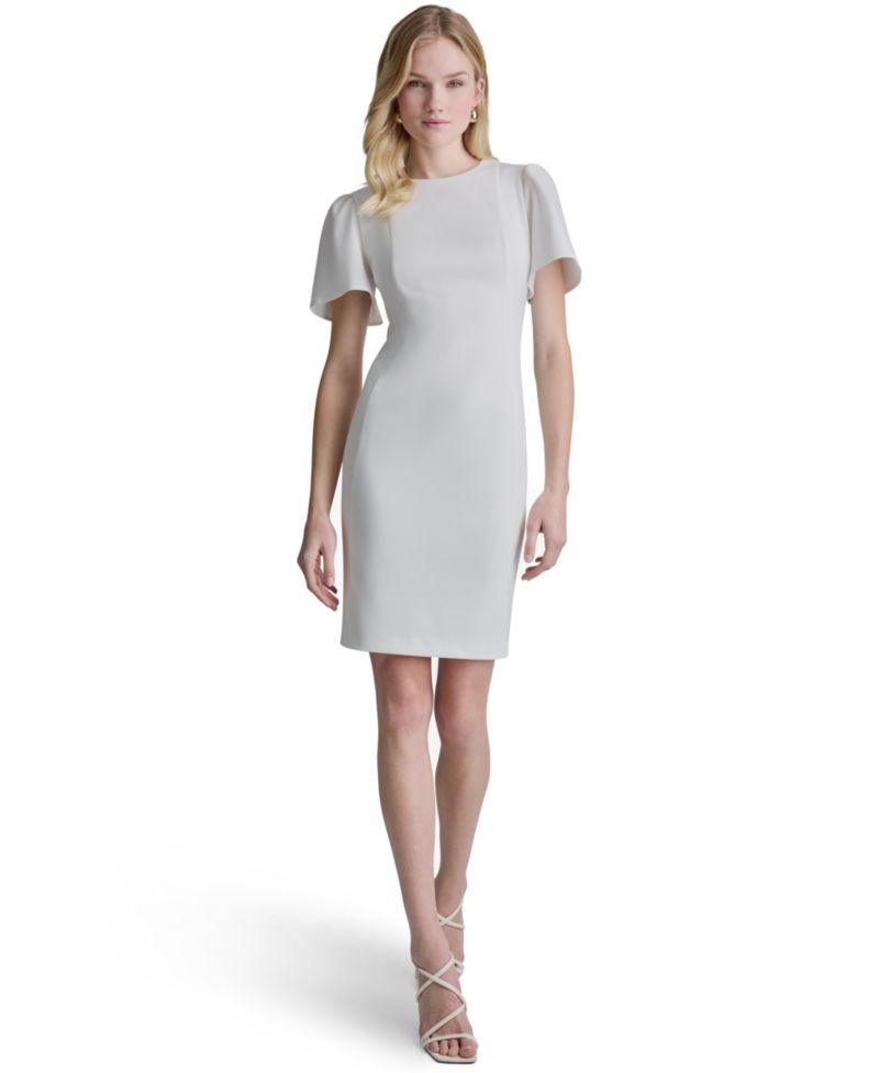 Women's Flutter Short-Sleeve Sheath Dress