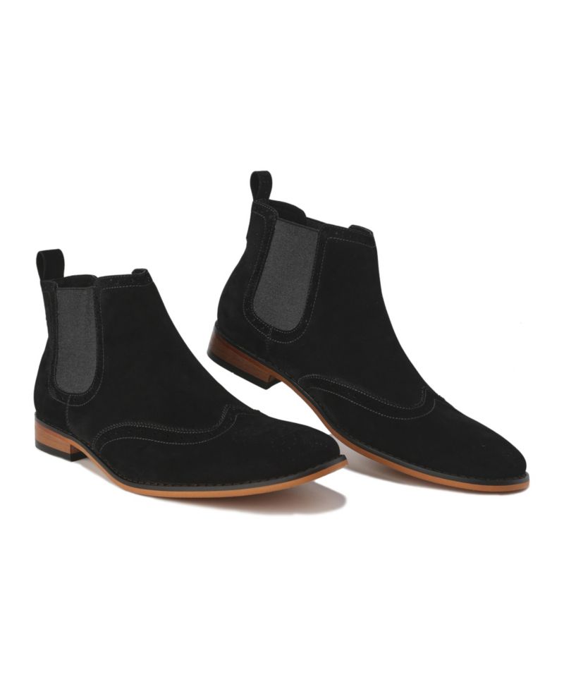 Men's Slip On Wing Tip Chelsea Boots