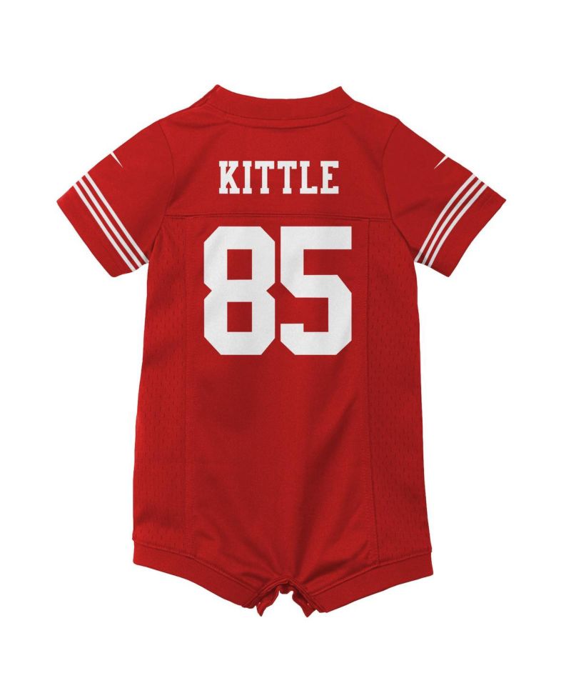 Infant Girls and Boys George Kittle Scarlet San Francisco 49ers Romper Game Jersey