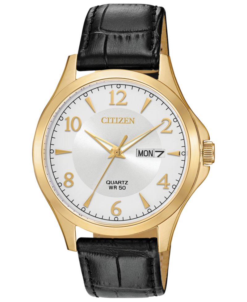 Men's Quartz Brown Leather Strap Watch 41mm