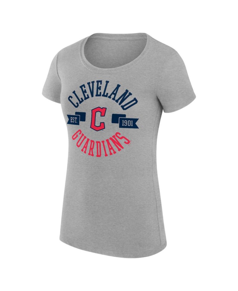 Women's Heather Gray Cleveland Guardians Super-Slim Fit Lightweight City Graphic T-Shirt