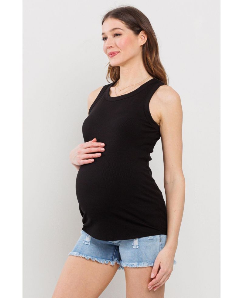 Maternity Fitted Ribbed Crewneck Tank Top