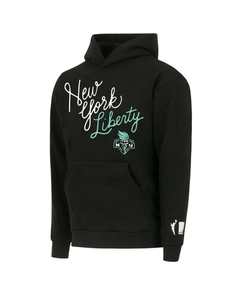 Men's and Women's Black New York Liberty Script Pullover Hoodie