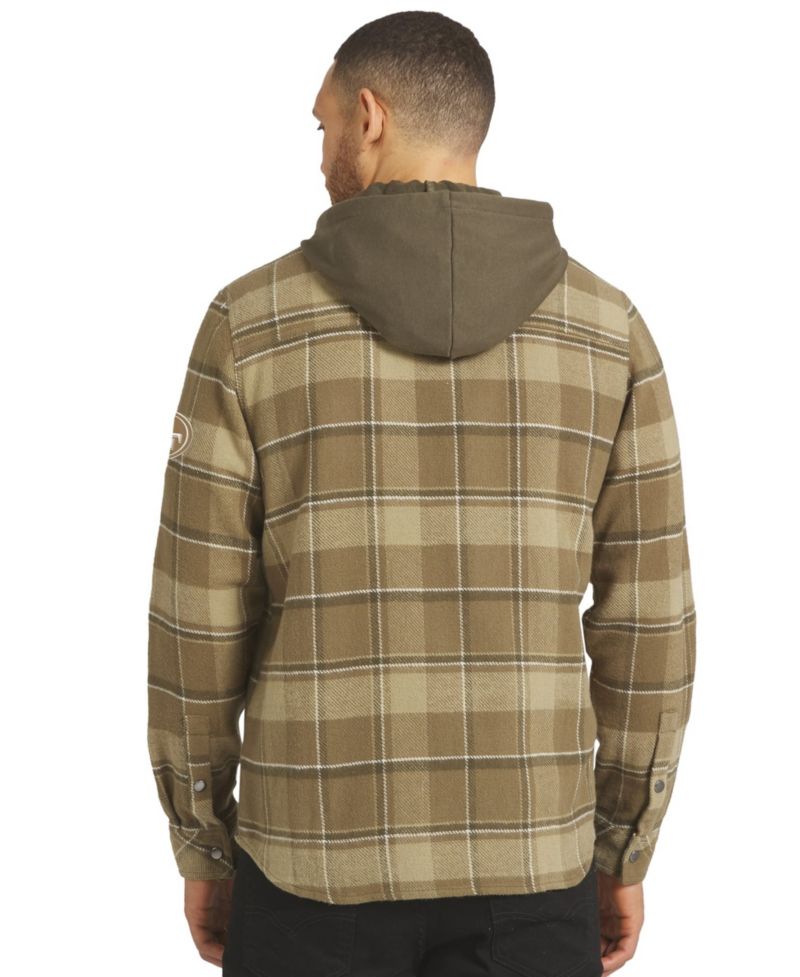 Men's Brown/Olive San Francisco 49ers Woven Hooded Full-Snap Shacket