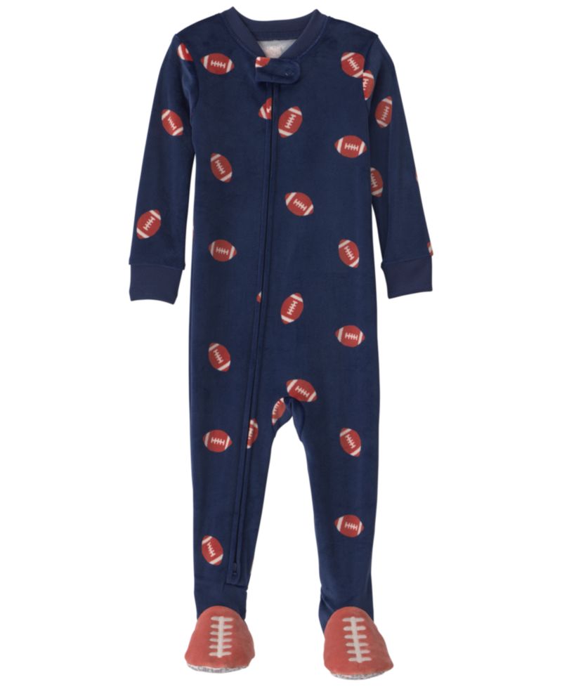 Carters Baby Boys' Football 2-Way Zip Dream Plush Snug-Fit Footed Pajama