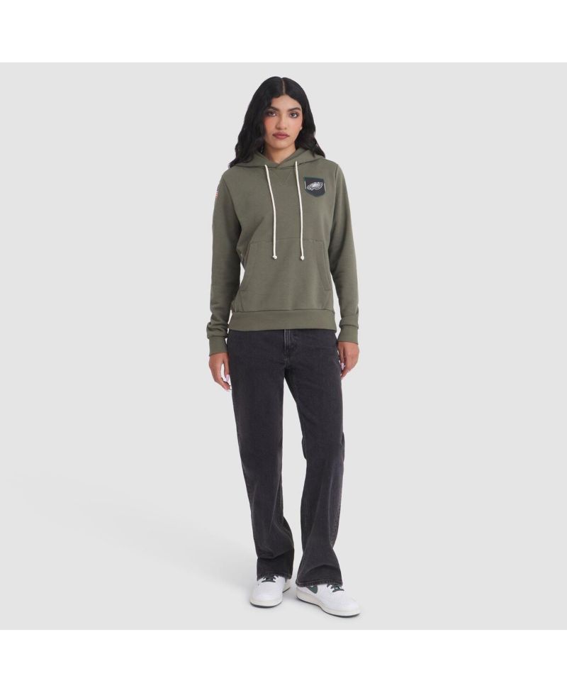 Women's Olive Philadelphia Eagles 2025 Salute to Service Sideline Standard Issue Dri-FIT Hoodie