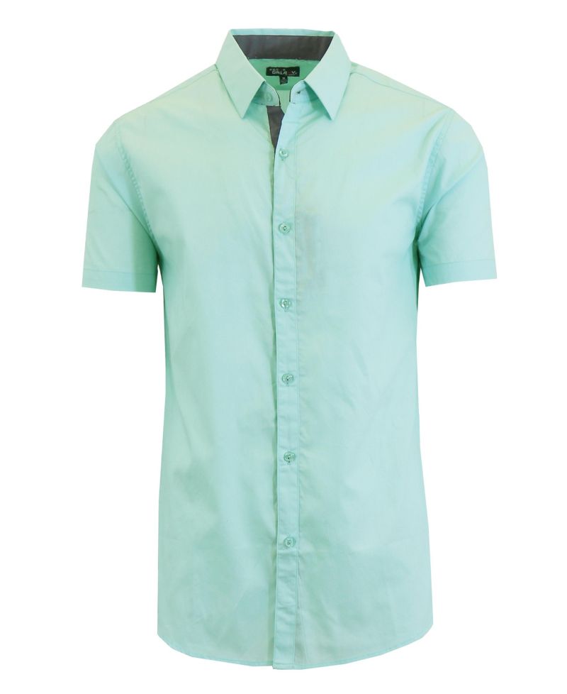 Men's Slim-Fit Short Sleeve Solid Dress Shirts