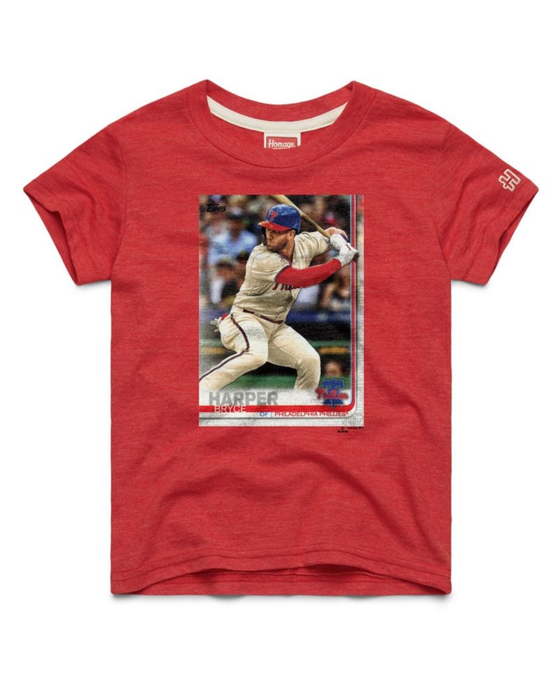 Big Boys and Girls Bryce Harper Red Philadelphia Phillies Topps Baseball Card Tri-Blend T-Shirt
