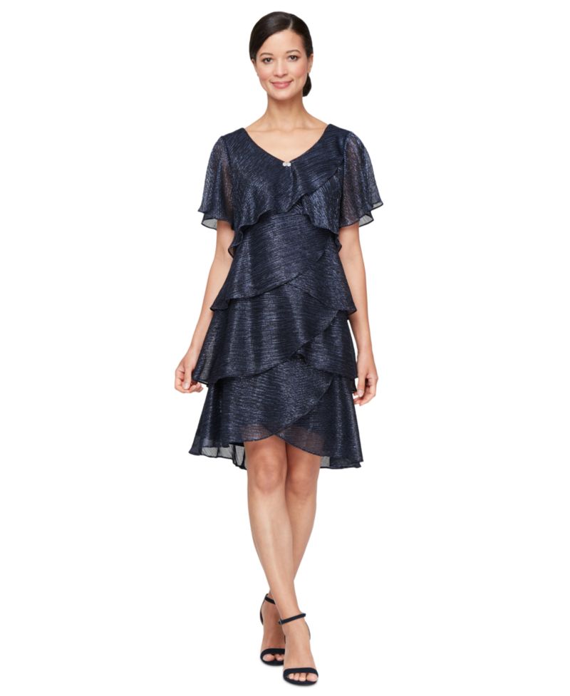 Tiered Shimmer Shift Dress