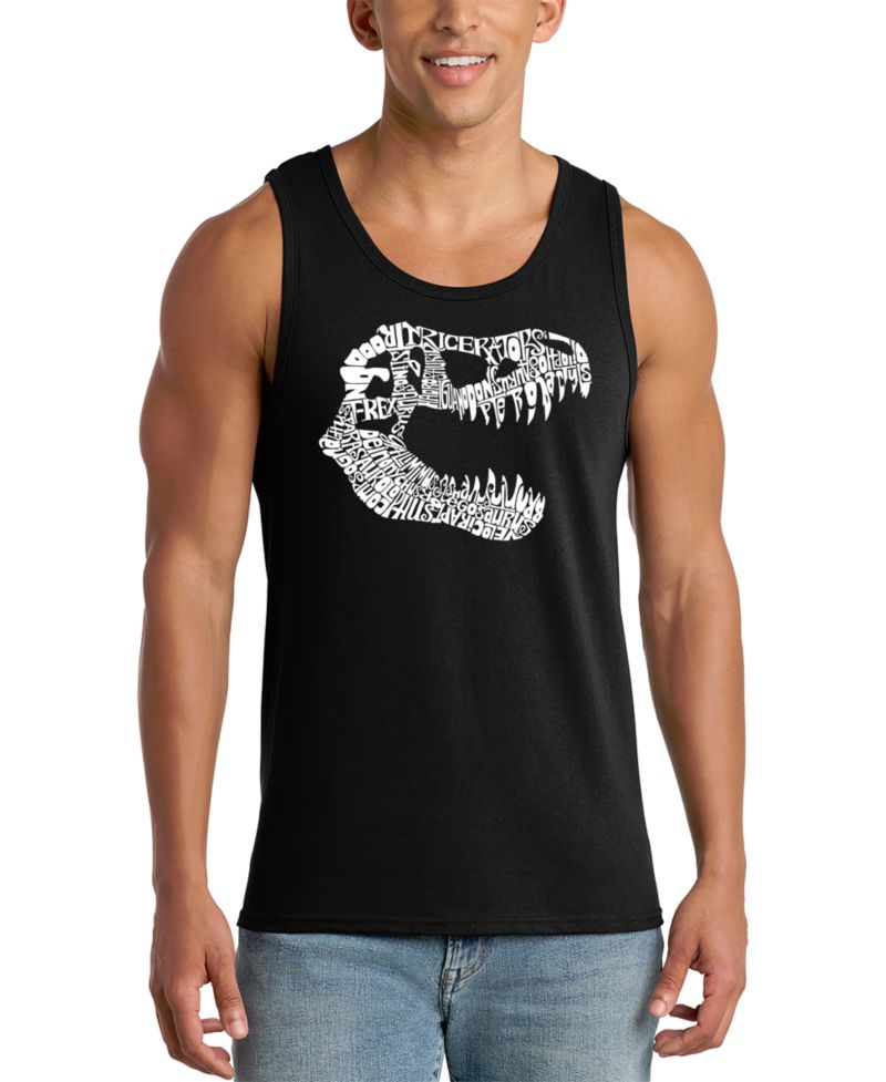 Men's T-Rex Skull Word Art Graphic Tank Top