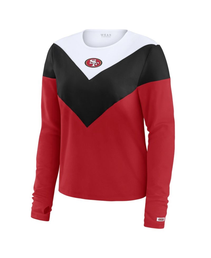 Women's Scarlet/Black San Francisco 49ers Plus Size Chevron Tri-Blend Long Sleeve T-Shirt