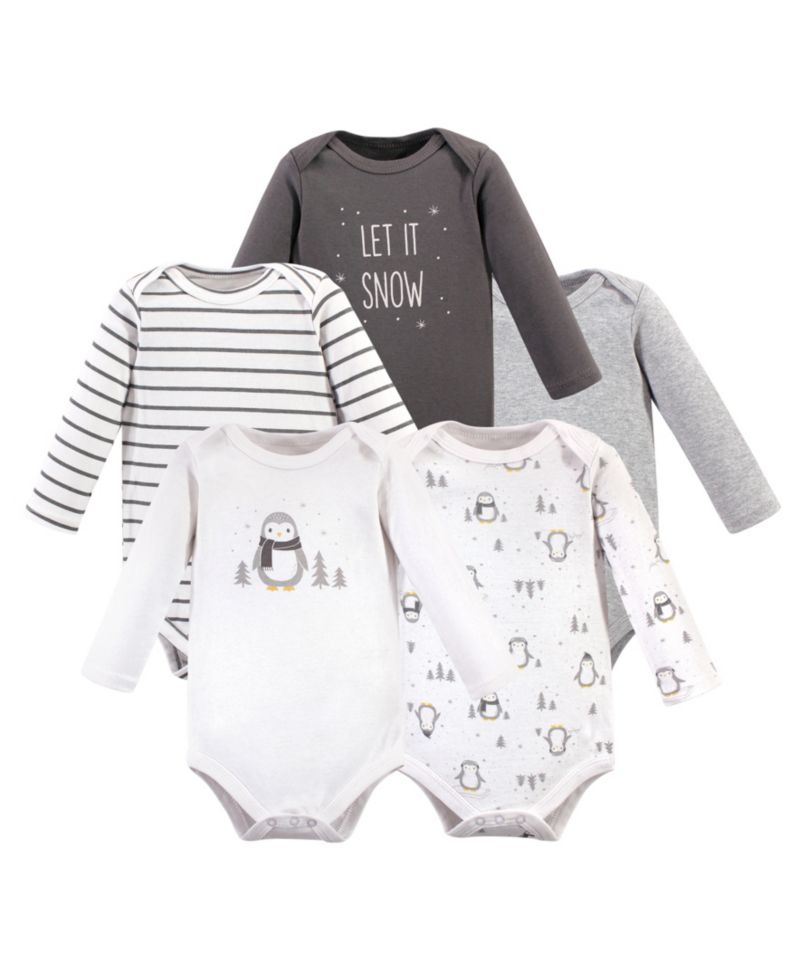 Baby Unisex Soft Cotton Long-Sleeve Bodysuit 5Pk