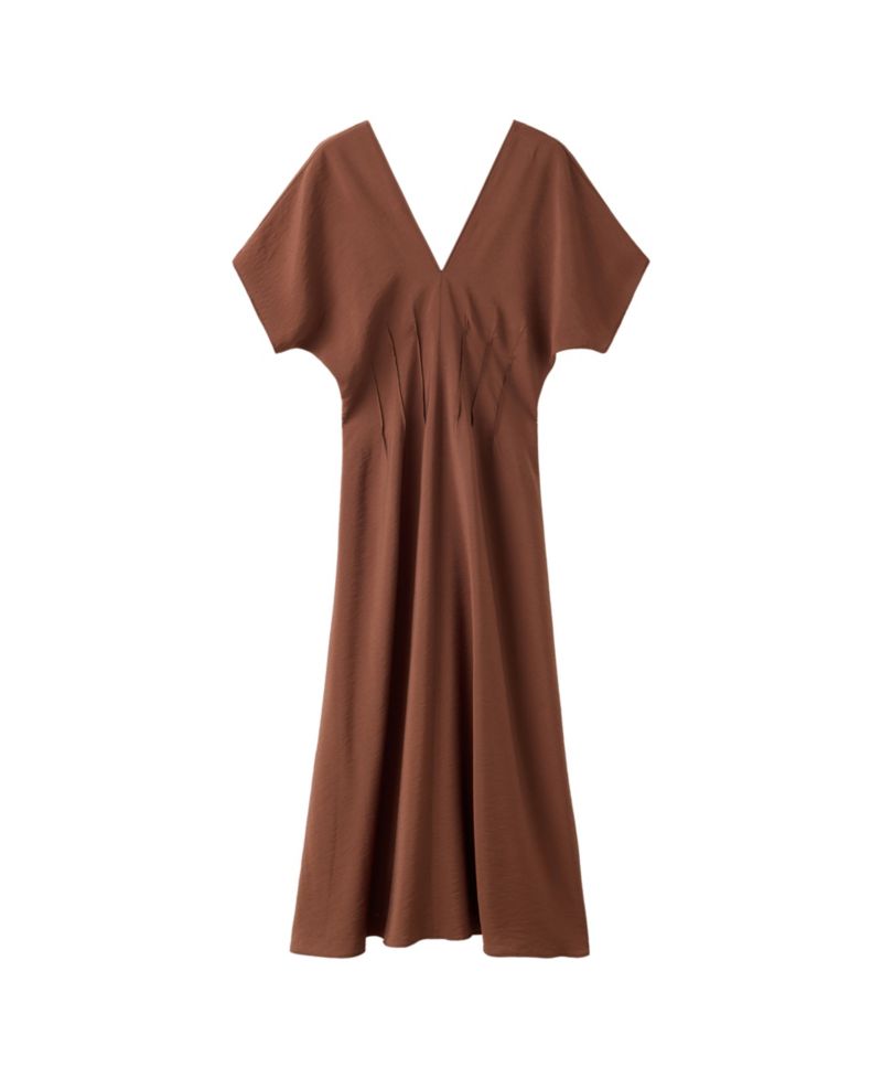 Women's V-Neck Ruched Midi Dress