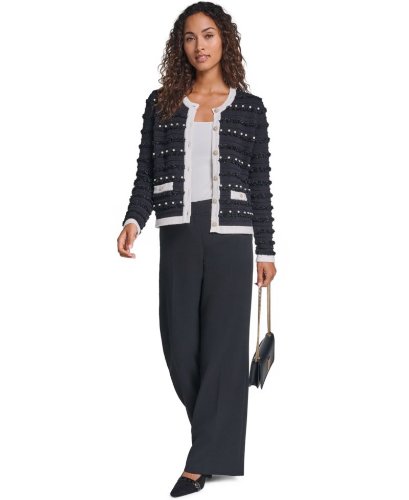Women's Embellished Crewneck Cardigan Sweater