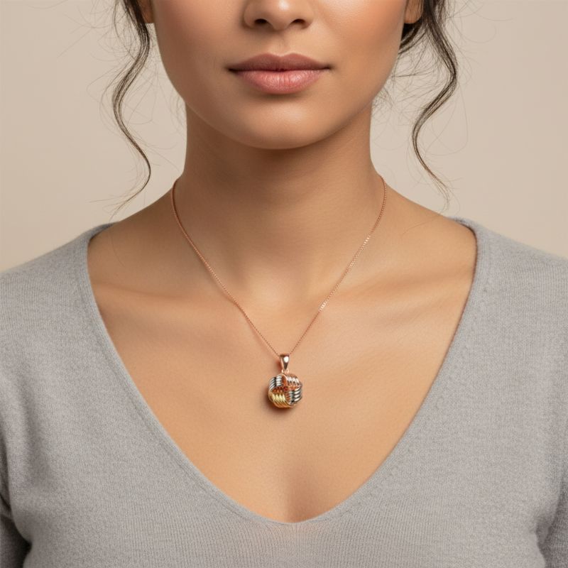 Women's Stunning Sterling Tri-Tone Knot Pendant Necklace
