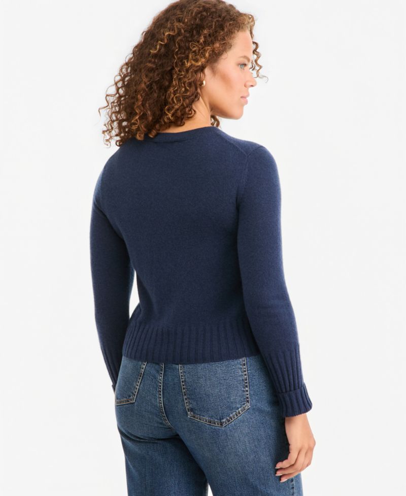 Women's 100% Cashmere Crewneck Shrunken Pullover Sweater