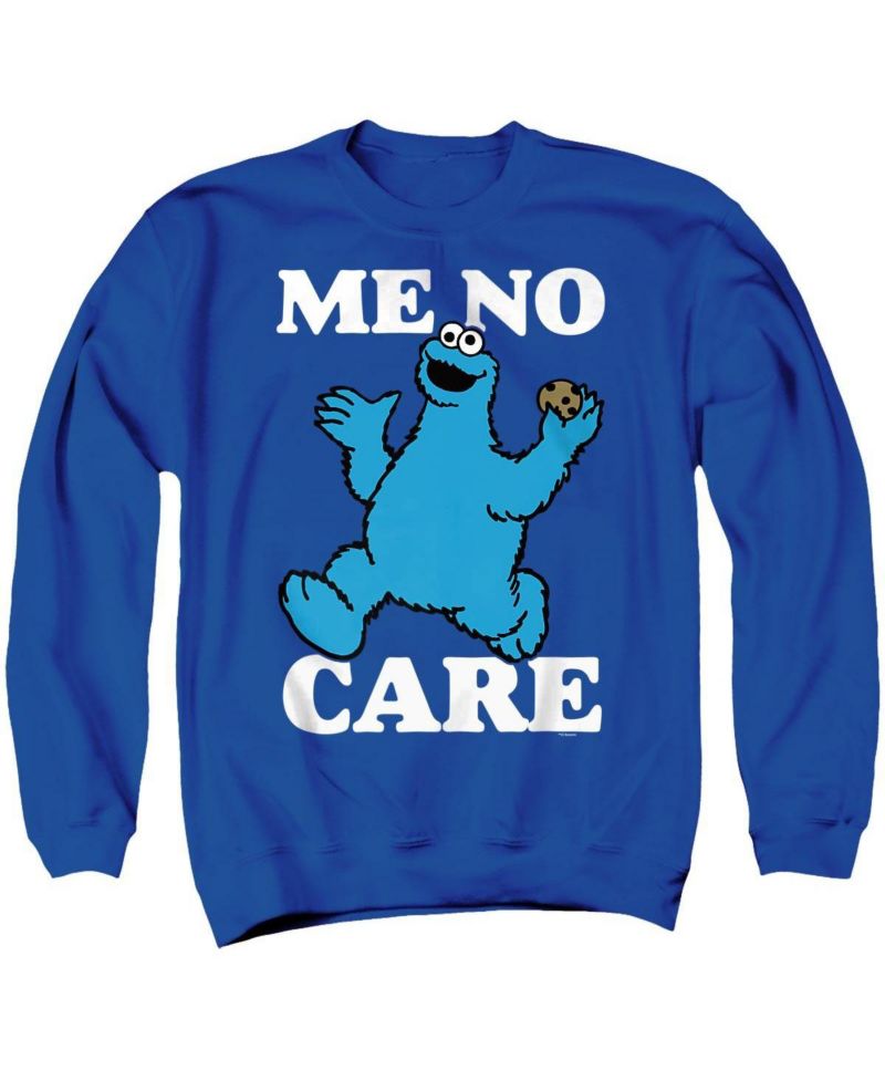 Men's Me No Care Long-Sleeve Graphic Crewneck Sweatshirt