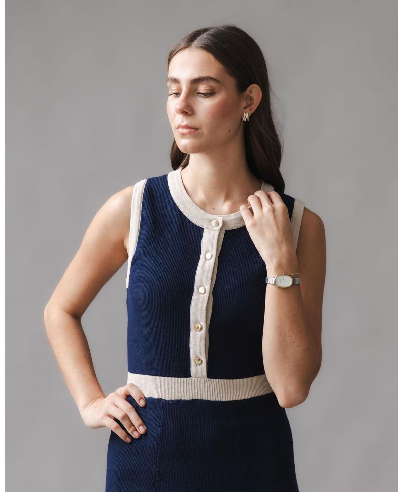 Women's Organic Sleeveless Button Front Sweater Dress