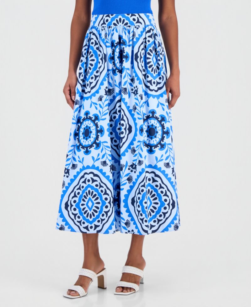 Women's Printed Pull-On Midi Skirt