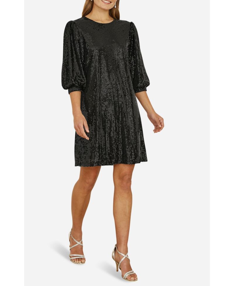 Women's Balloon Sleeve Sequin Mini Dress
