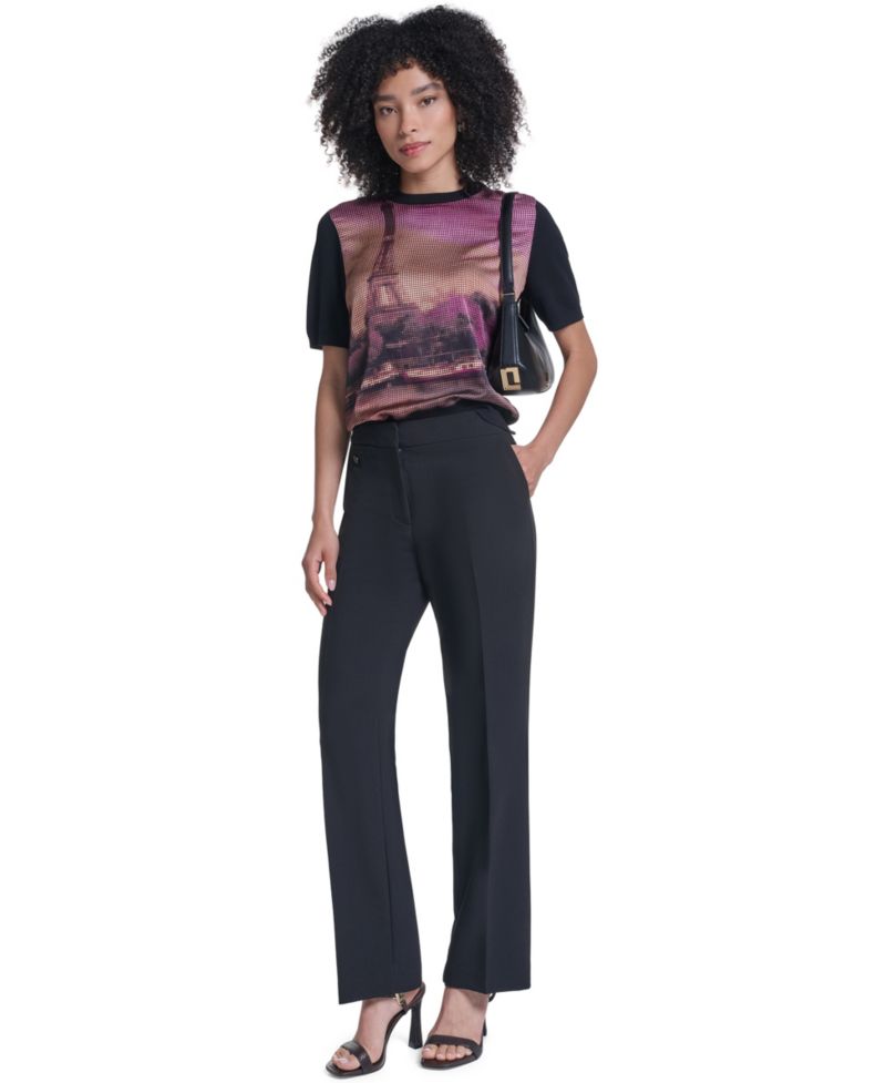 Women's Graphic-Print Short-Sleeve Sweater