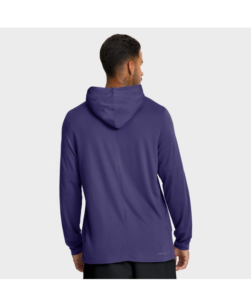 Men's Purple Clemson Tigers 2025 Sideline Performance Long Sleeve Hoodie T-Shirt