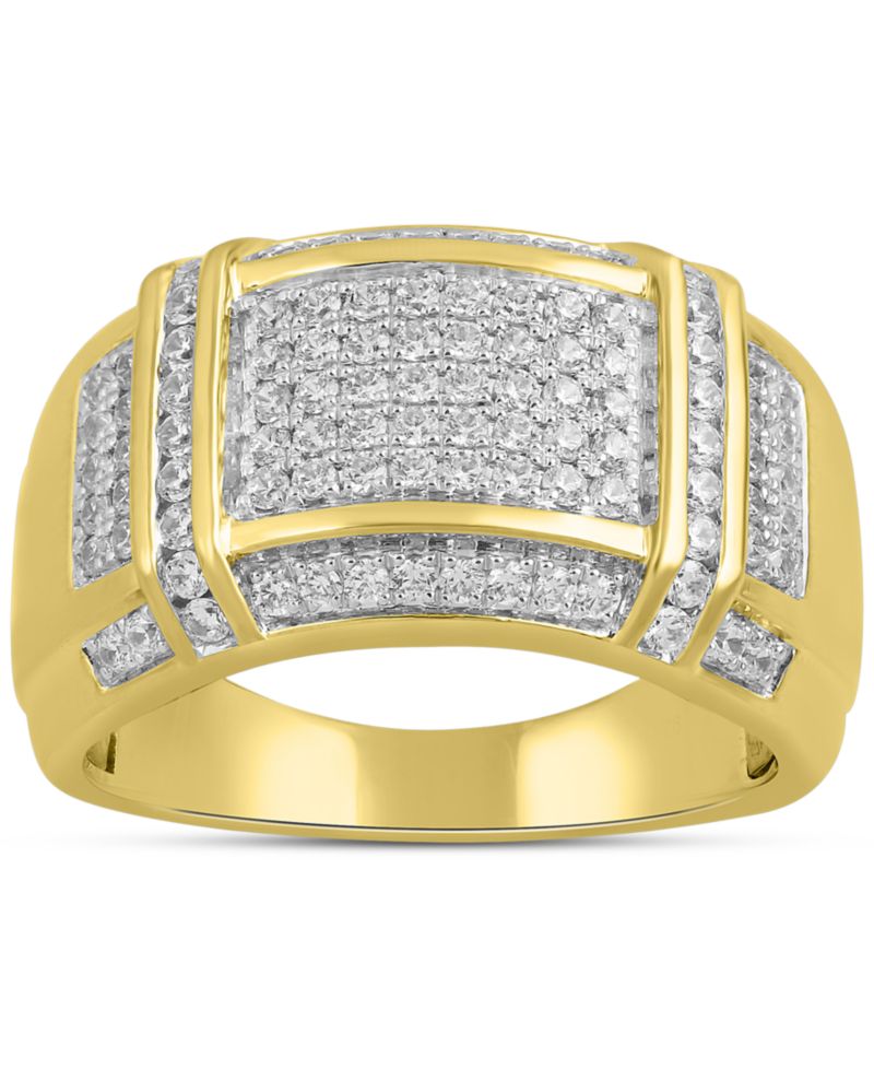 Men's Diamond Cluster Ring (1/2 ct. t.w.) in 18k Yellow Gold-Plated Sterling Silver (Also in Sterling Silver)