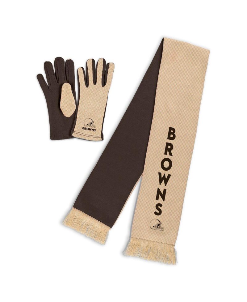 Women's Cleveland Browns Tonal Microcheck Scarf Glove Set