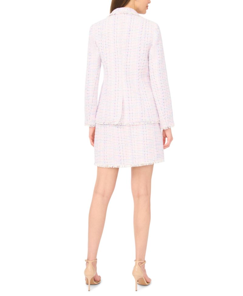 Women's Frayed Edge Detail Collared Straight Blazer