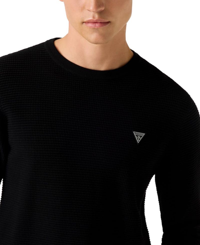 Men's Waffle Stitch Long-Sleeve Regular-Fit Sweater