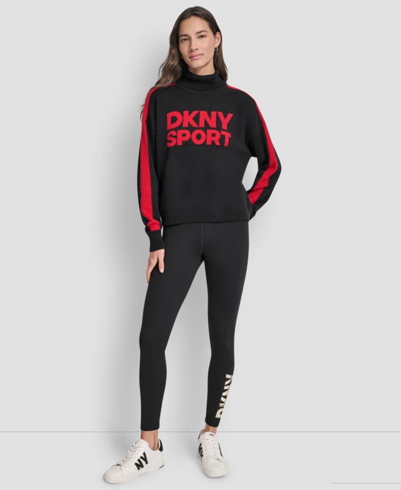 Женский жаккардовый свитер с логотипом DKNY и длинными рукавами