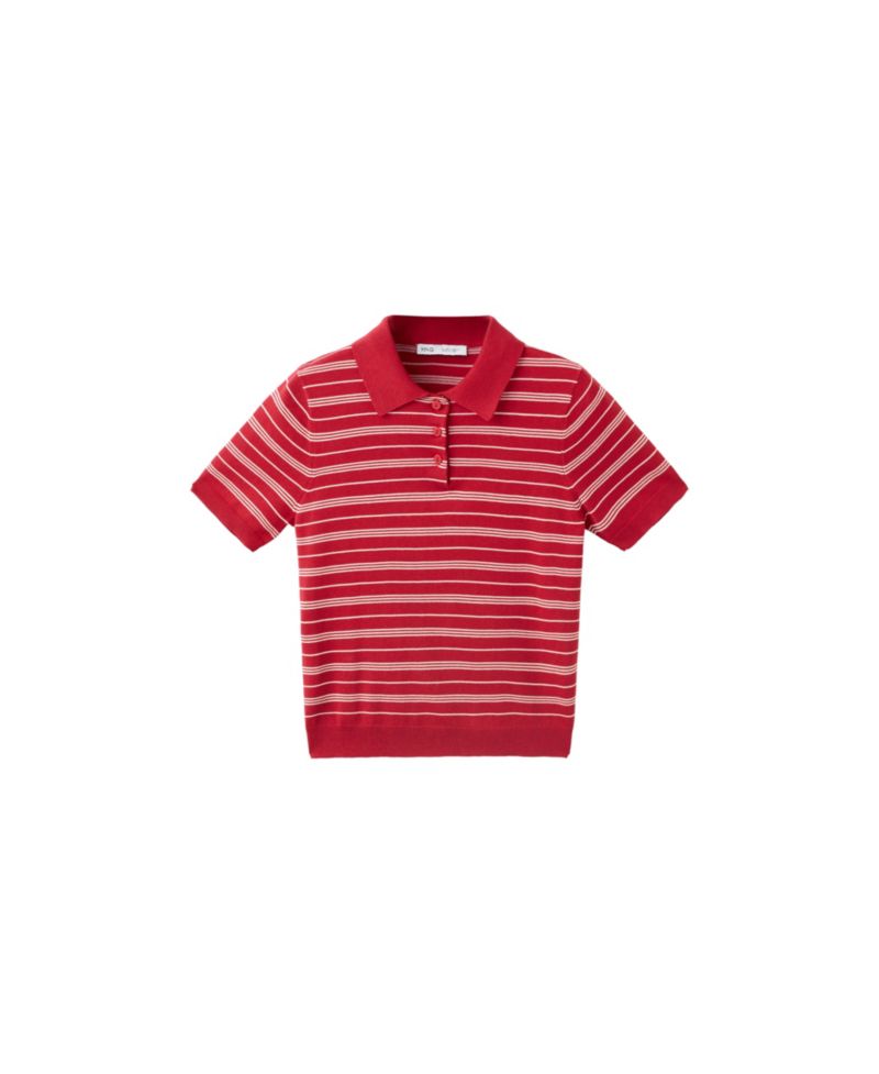 Women's Short-Sleeve Lightweight Cotton-Blend Polo Sweater
