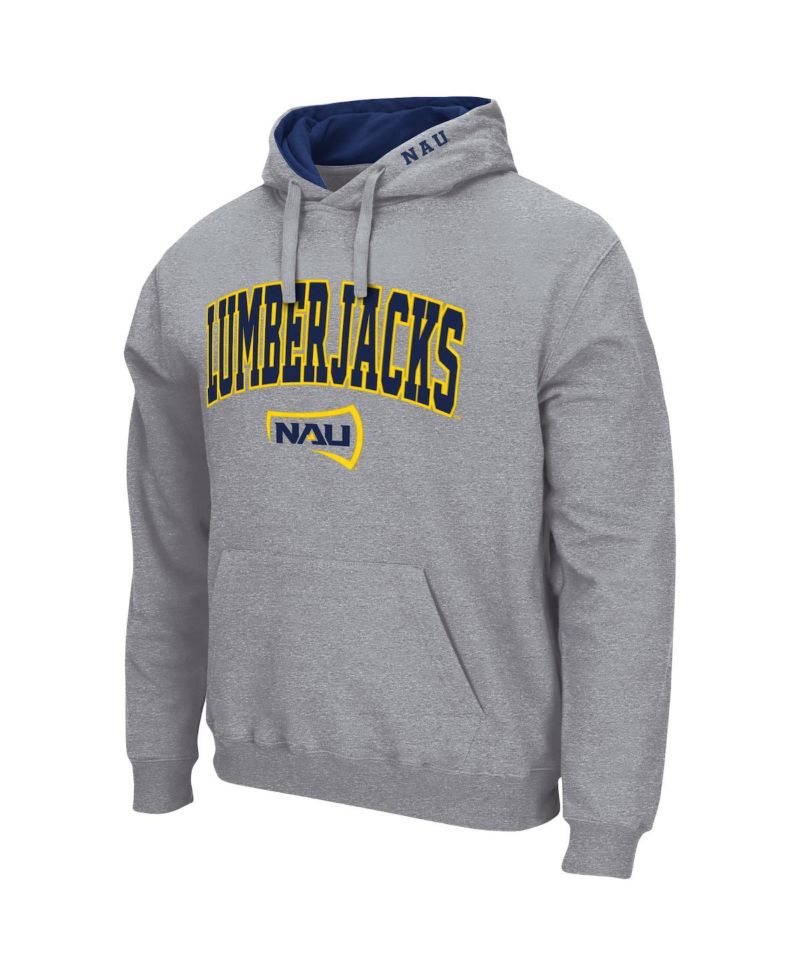 Men's Heathered Gray Northern Arizona Lumberjacks Arch and Logo Pullover Hoodie