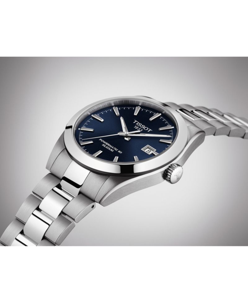 Men's Swiss Automatic T-Classic Gentleman Powermatic 80 Silicium Stainless Steel Bracelet Watch 40mm