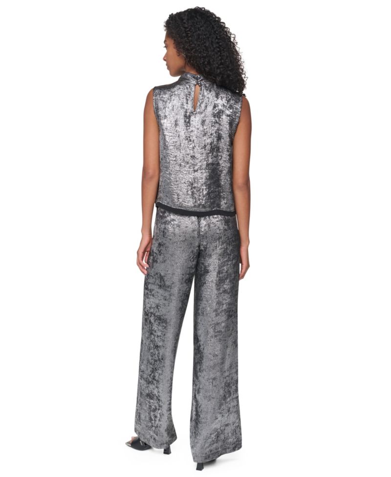 Women's Empire State Steel Mock Mock Neck Swing Cocktail Blouse