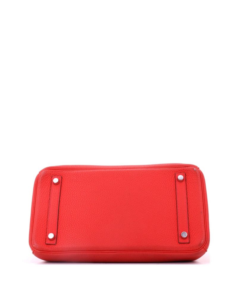 Pre-Owned Hermes Birkin 30 Handbag Red Togo with Palladium Hardware