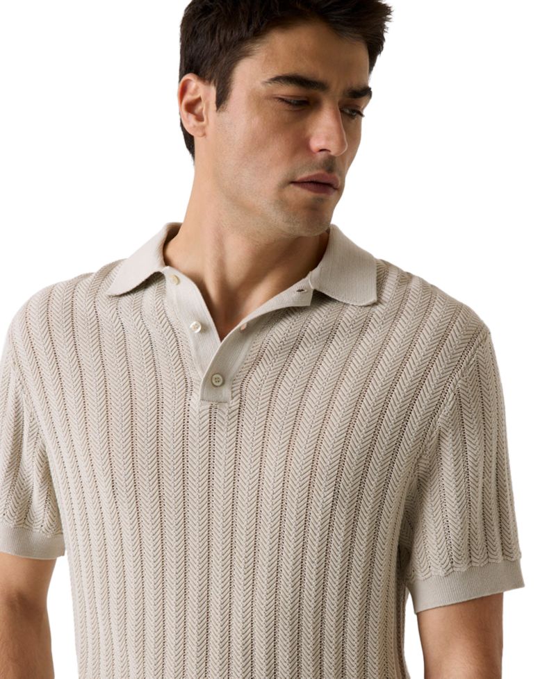 Men's Lonny Herringbone Regular-Fit Polo Sweater