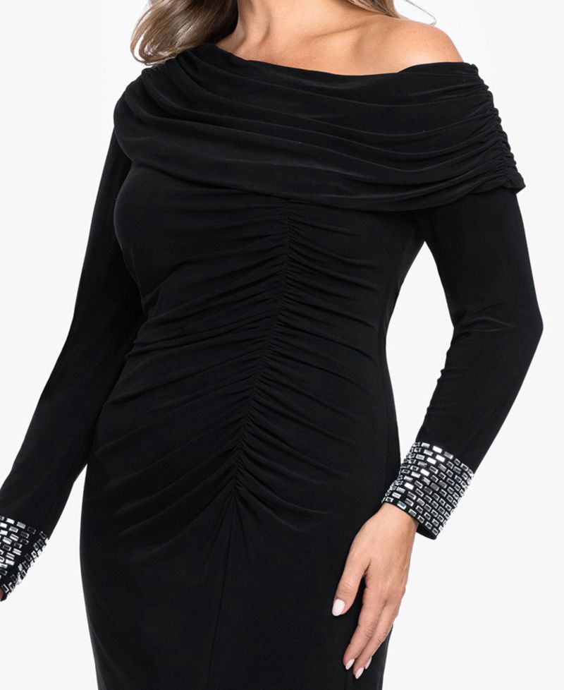 Plus Size Asymmetrical Neck Gown