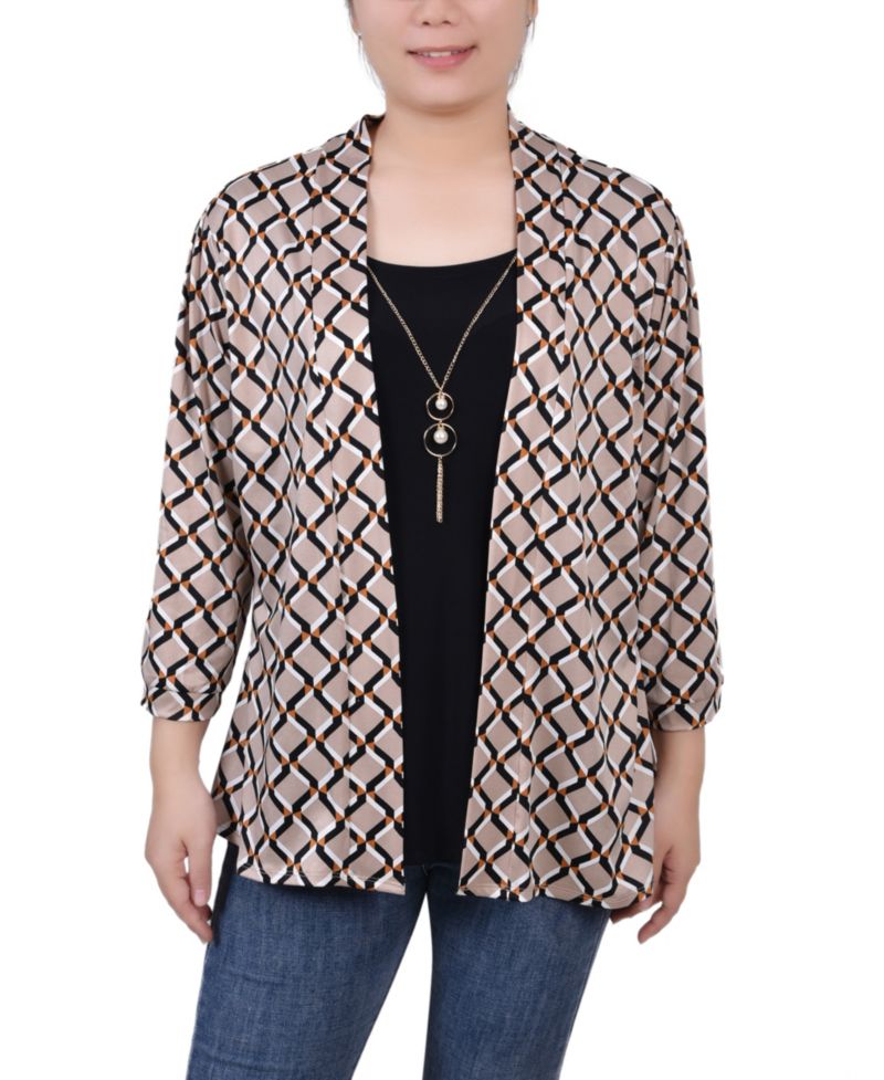 Women's 3/4 Sleeve Two-Fer Top