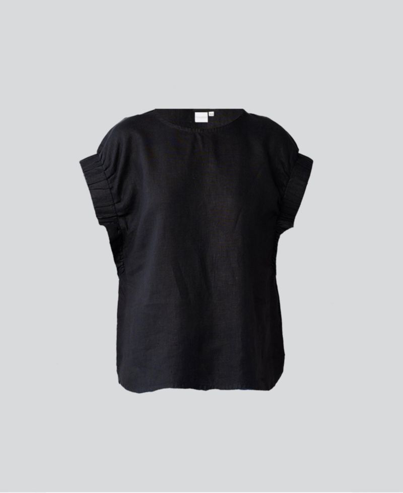 Women's Hemp Top with Gathered Sleeve