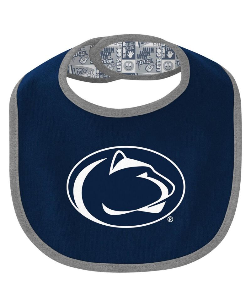 Baby Boys and Girls 3-Piece Penn State Nittany Lions Dynamic Duo Bodysuit, Bib and Cuffed Knit Hat Set