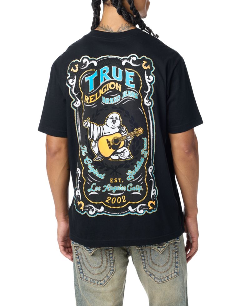 Men's Buddha Motif Graphic Embroidered T-Shirt