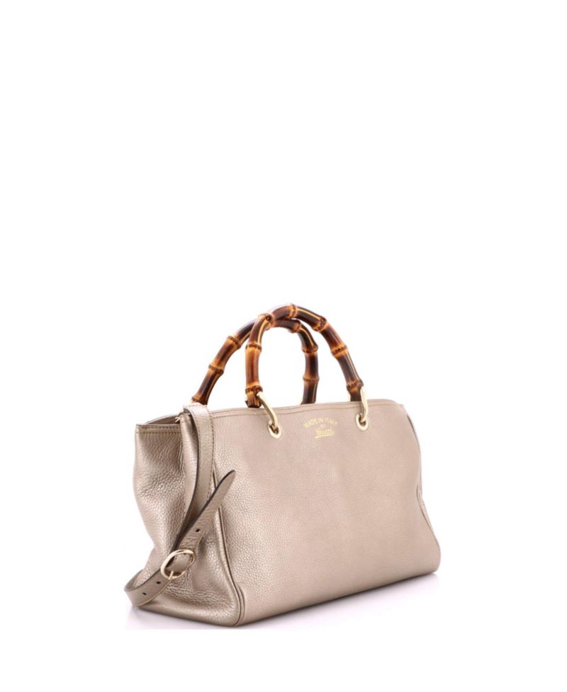 Medium Bamboo Shopper Tote Leather