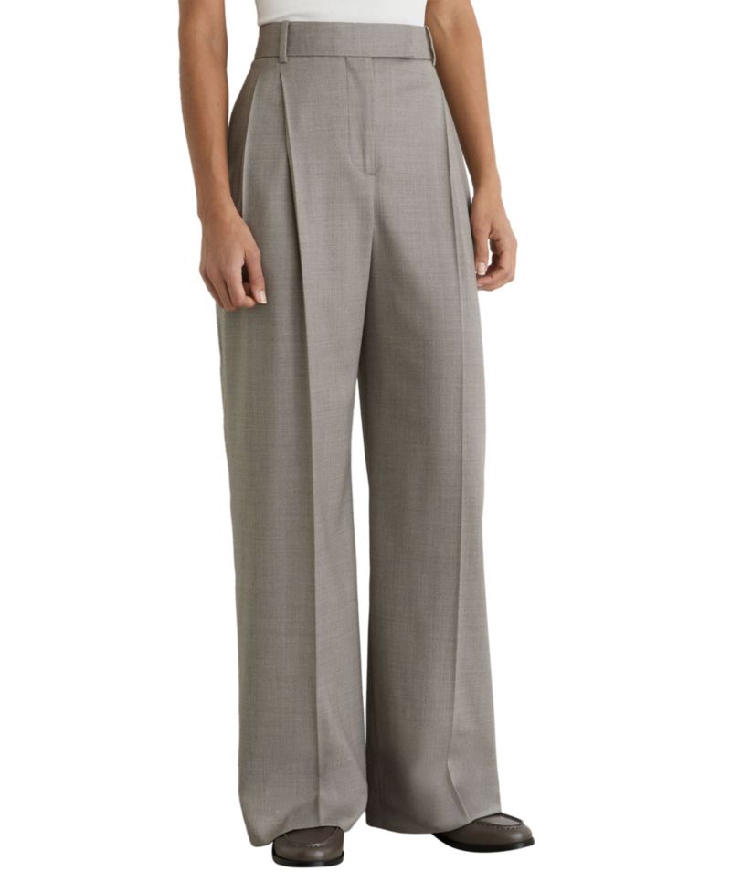 Women's Darcy Wool-Blend Wide-Leg Pleated Trousers
