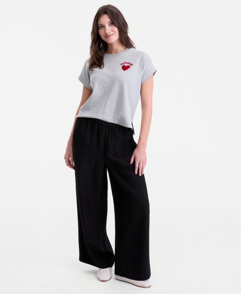 Women's Cuffed Amore Embroidered T-Shirt