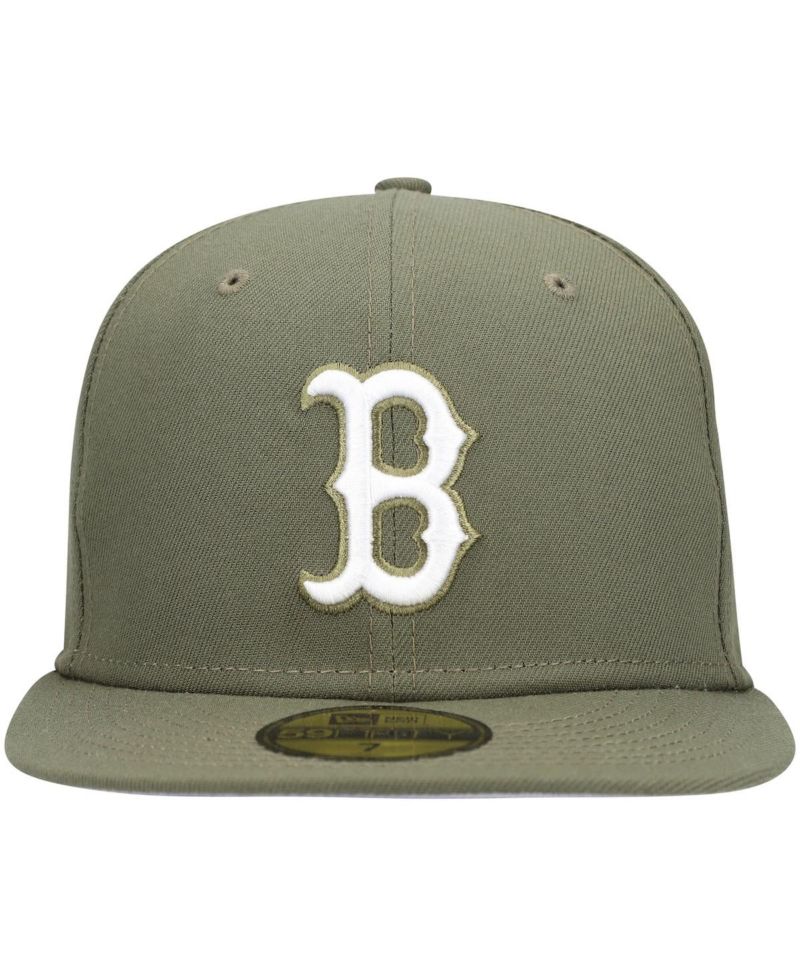 Men's Olive Boston Red Sox Logo White 59FIFTY Fitted Hat