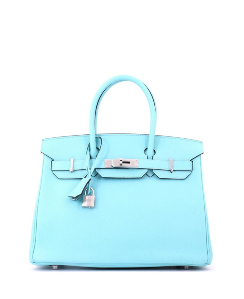 Pre-Owned Hermes Birkin 30 Handbag Blue Epsom with Palladium Hardware