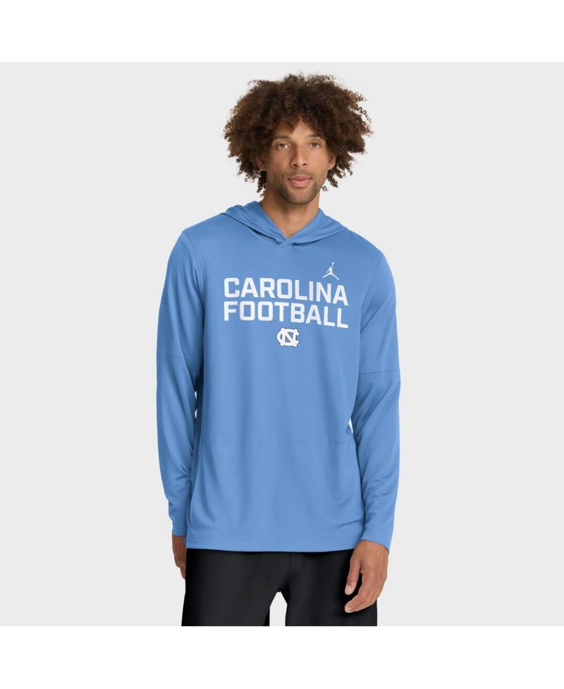 Men's Carolina Blue North Carolina Tar Heels 2025 Sideline Performance Long Sleeve Hoodie T-Shirt